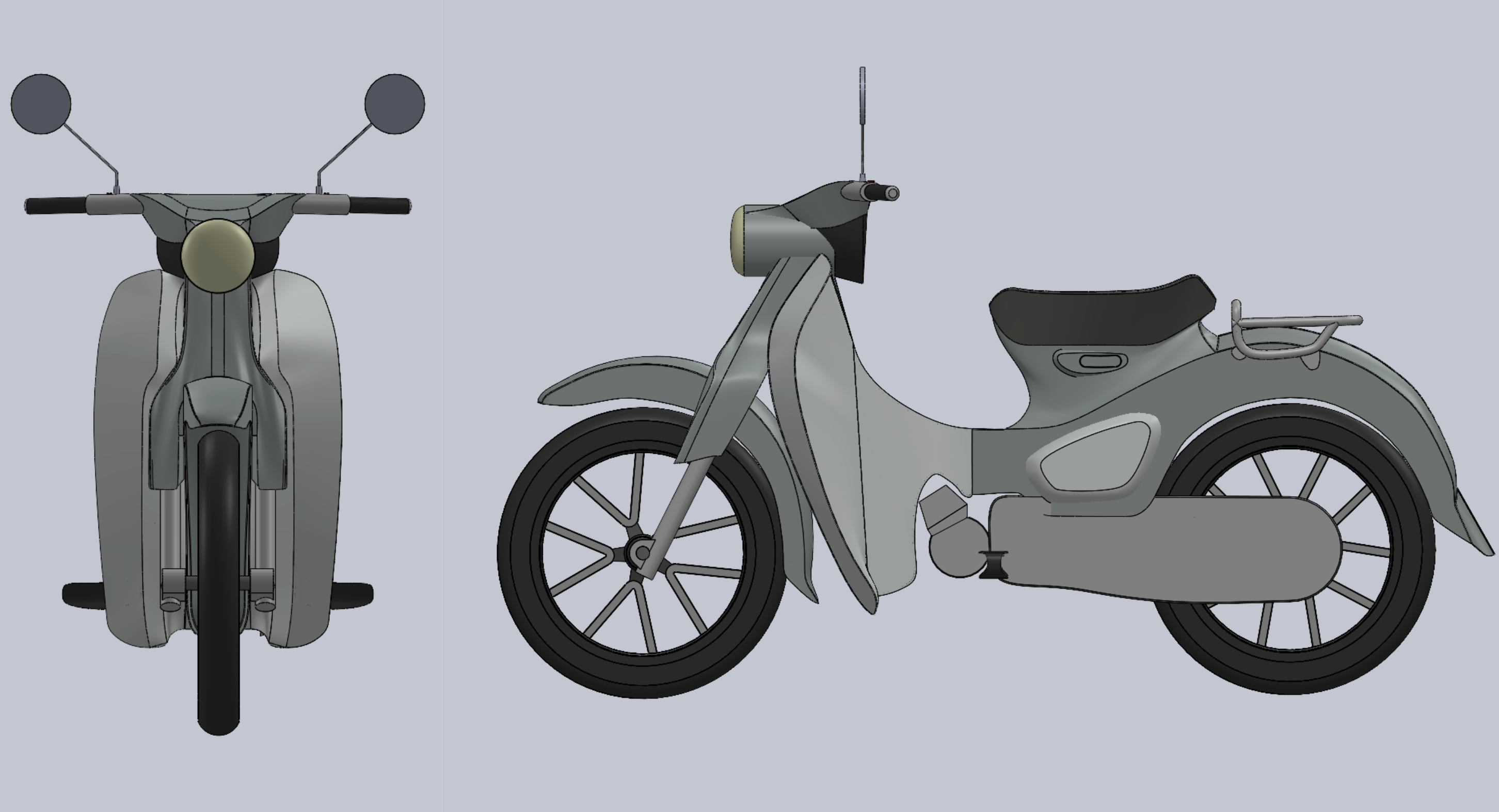 Front and Side Views of Super Cub
