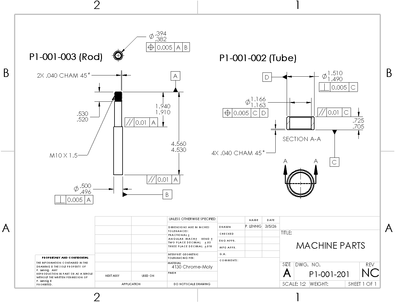 Engineering Drawing for Fabricated Parts